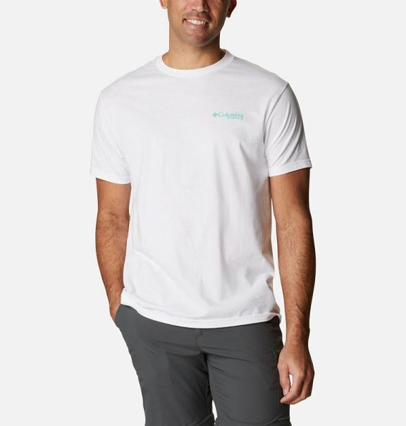 Columbia PFG T-Shirt White For Men's NZ59184 New Zealand